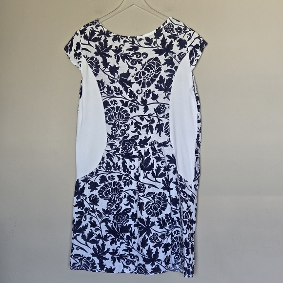 Gigi Moda Italy Sardinia Linen Cap Sleeve Floral Lagenlook Midi Shift Dress O/S - Picture 5 of 13